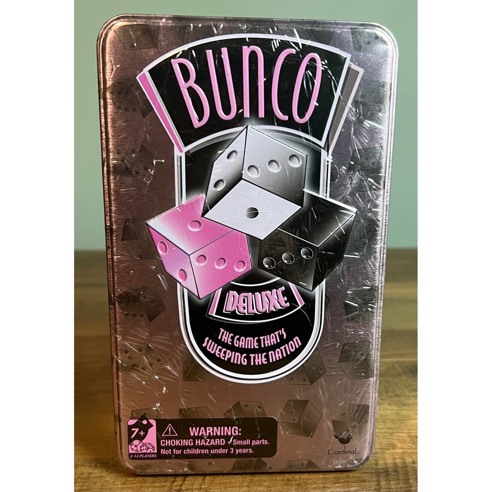 Cardinal Bunco Deluxe Dice Game Pink Collectible Tin 2-12 Players Ages 7+ New